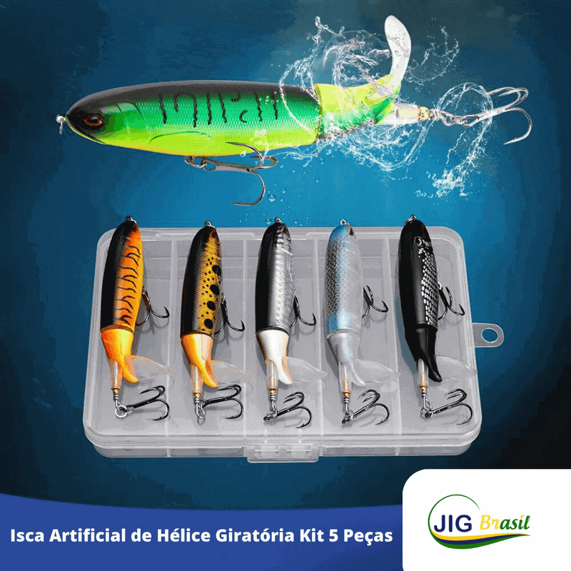 Isca Artificial de Hélice Giratória Kit 5 Peças - Jig Brasil