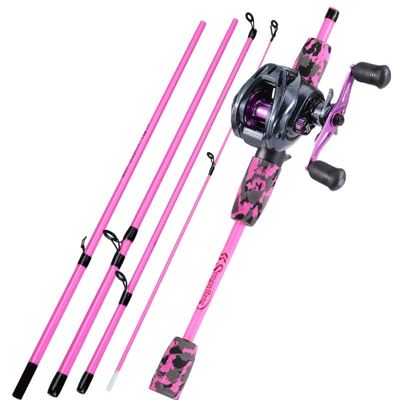 Kit Carretilha e Vara de pesca de Carbono 1.7m 5 Seções - Jig Brasil