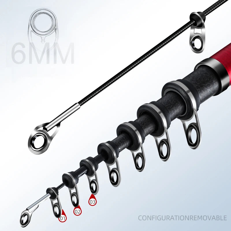 New carbon rock fishing rod 5.3M 6.0M ultra-light ultra-hard portable carp rod telescopic sea Fishing rod surfing rotating rod