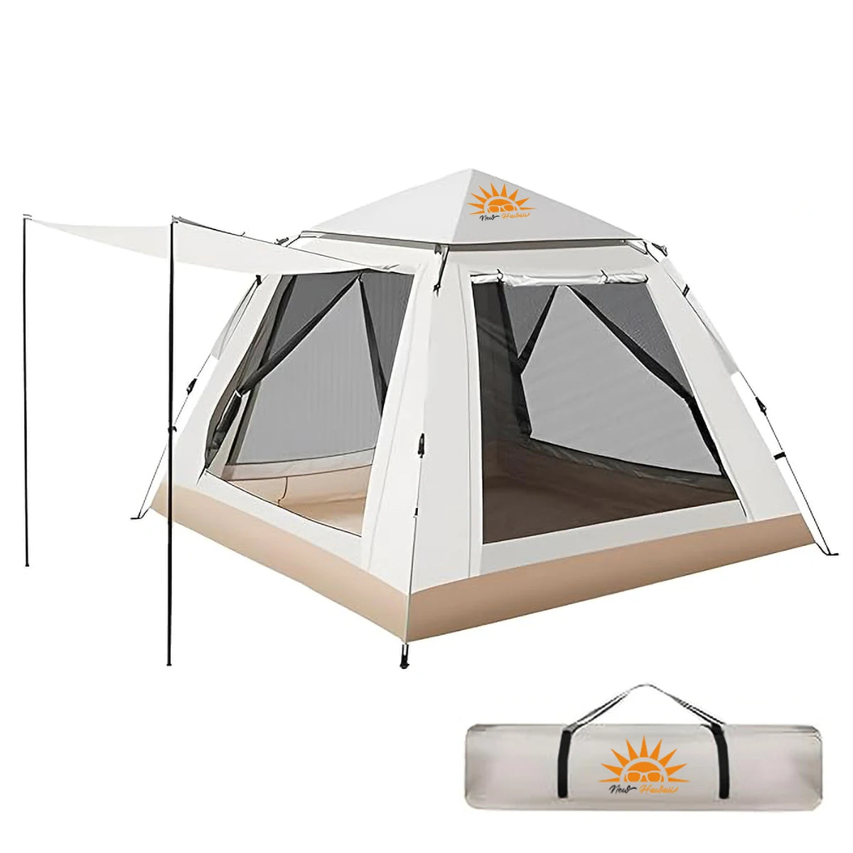 Barraca de Camping Pop-Up : Montagem Rápida, Impermeável 3-4 Pessoas e Proteção Estendida.