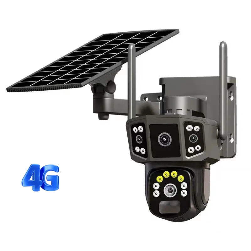 Câmera de Segurança 4G com Painel Solar 3 Lentes Resolução HD 1080 Pro