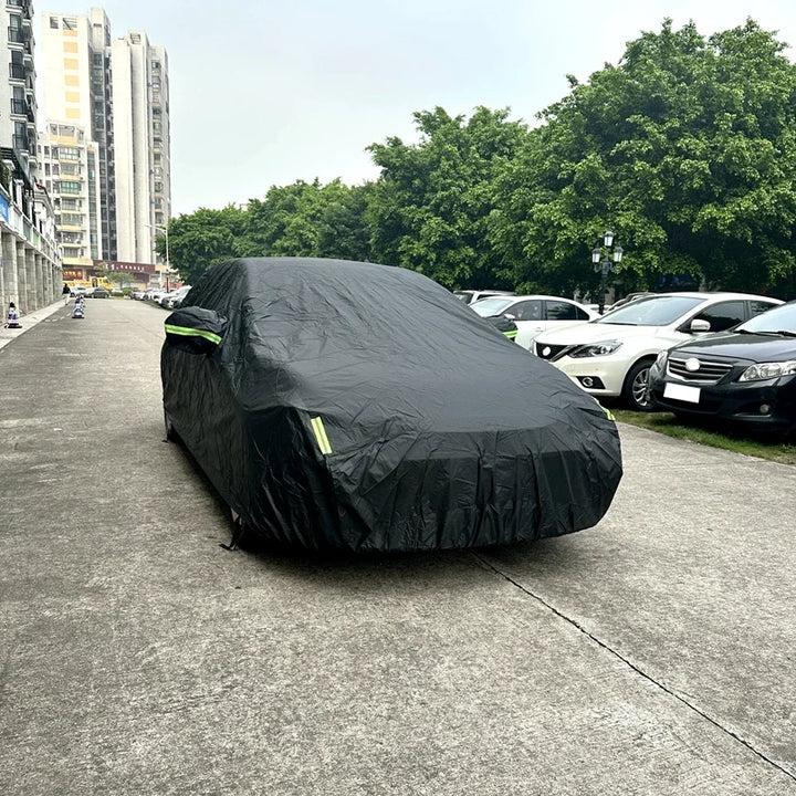 Universal suv/berlina completa carro cobre ao ar livre sol neve proteção uv carro zíper design preto caso do carro capa S-XXL