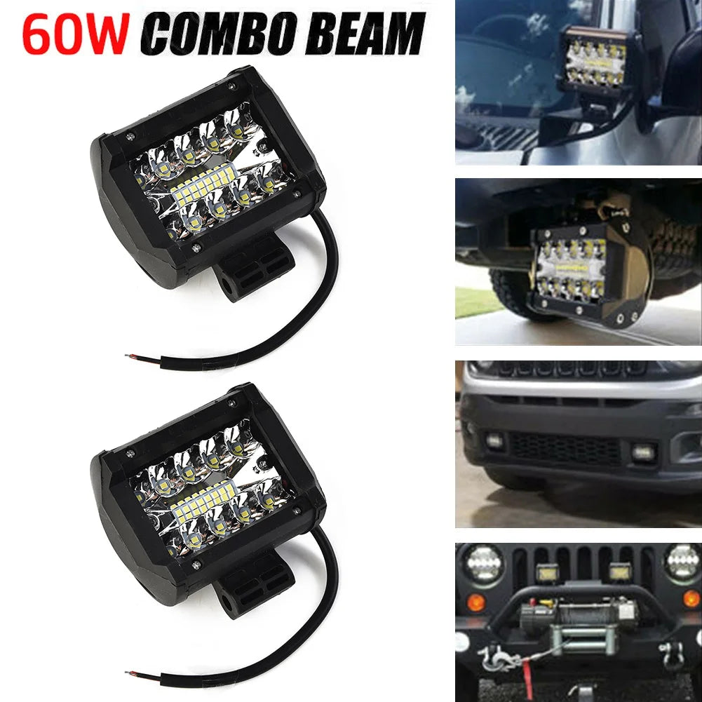 Farol Auxiliar LED Combo Beam para Carro, Pick-up, Lancha e Quadriciclo 60W 12V