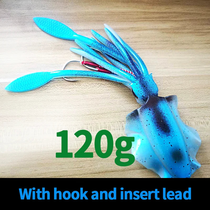 Isca Artificial Lula Ultra Realista Fluorescente 20, 60, 80, 100, 120 e 150g Fluorescente para Pesca Oceânica