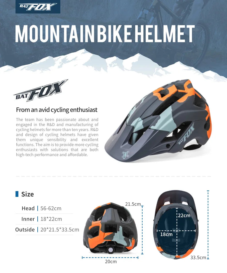 Batfox capacete de bicicleta moldado geral, capacete de estrada de montanha ultraleve, equipamento de ciclismo dh am casco ciclismo