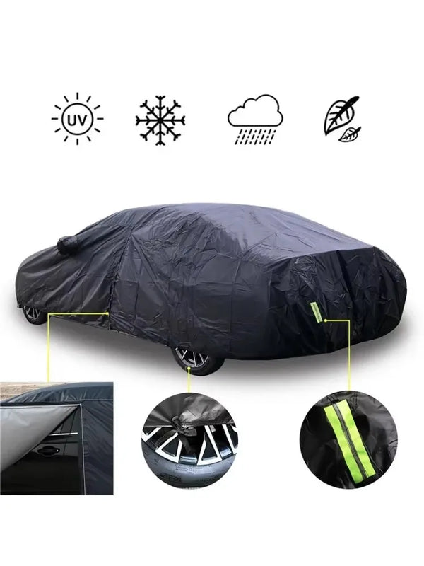 Universal suv/berlina completa carro cobre ao ar livre sol neve proteção uv carro zíper design preto caso do carro capa S-XXL