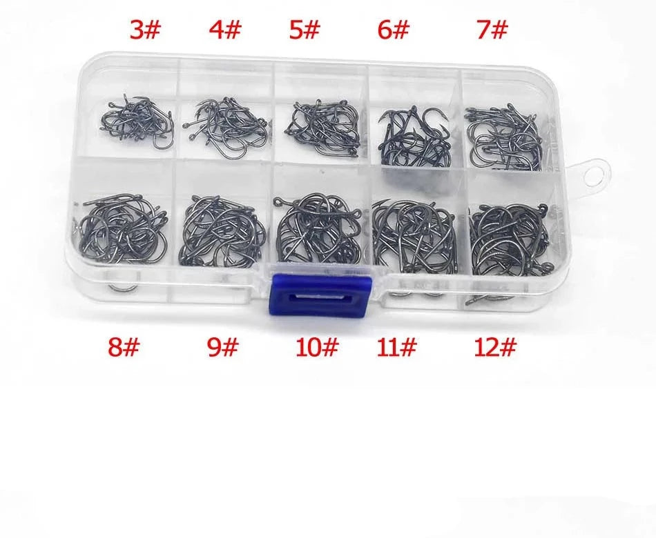 Anzol para Pesca Kit 200 Peças Tamanhos 3# a 12# - Jig Brasil
