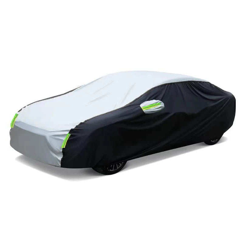 Pára-sol exterior do carro com tiras reflexivas, capa dupla cor, proteção contra poeira, universal para Hatchback, sedan, SUV