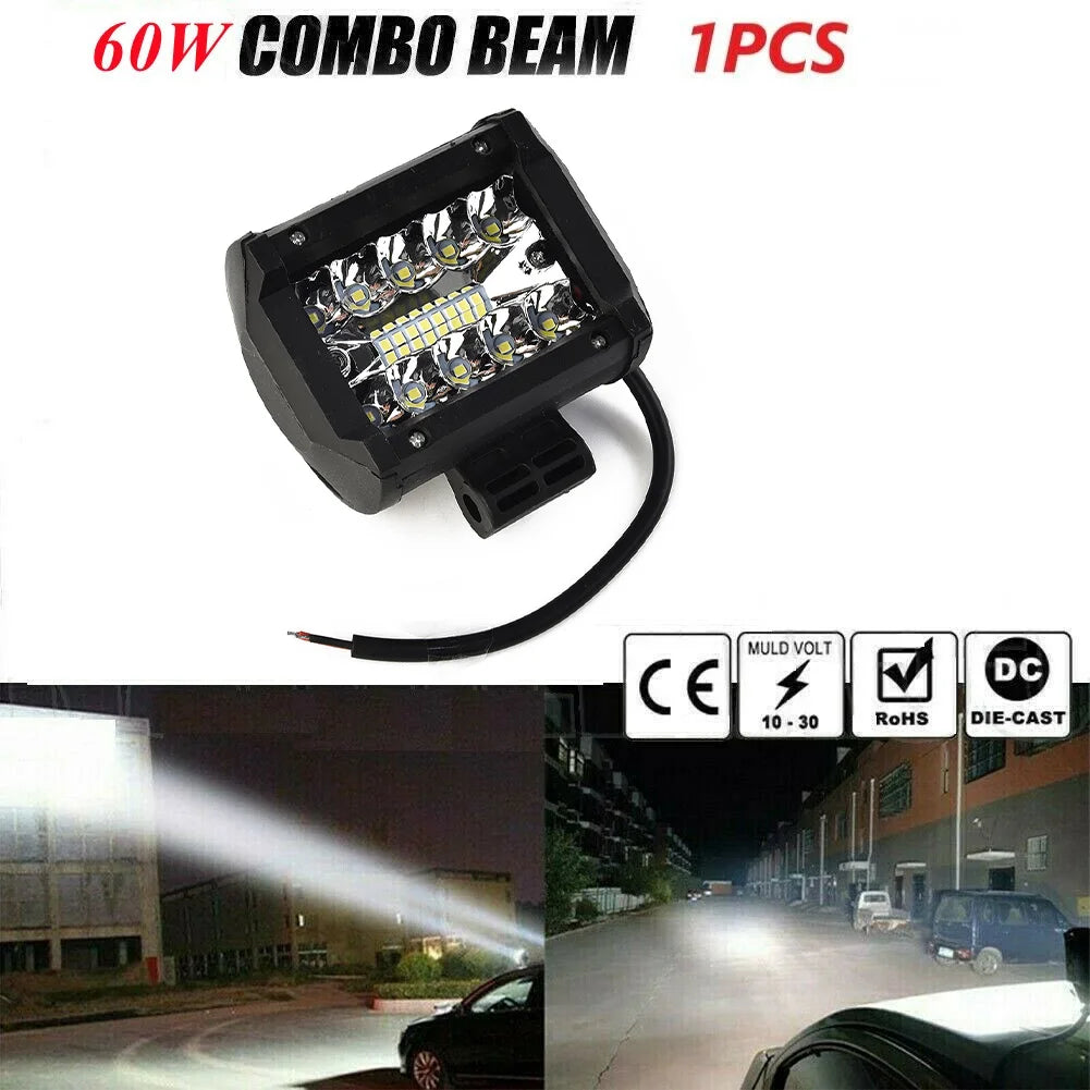 Farol Auxiliar LED Combo Beam para Carro, Pick-up, Lancha e Quadriciclo 60W 12V