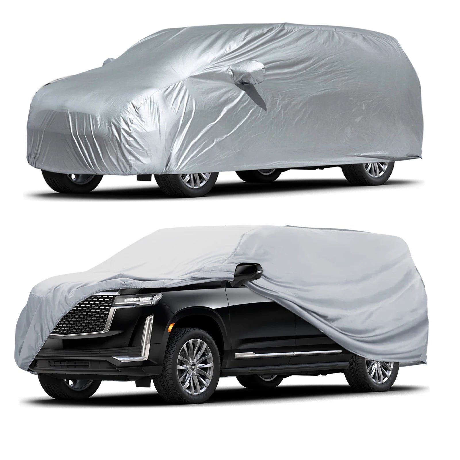 Universal suv/berlina completa carro cobre ao ar livre à prova dwaterproof água sol chuva neve resistente à poeira proteção uv carro prata caso capa M-XX