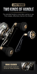 Seasir Megacuda Baitcasting Reel, Arraste 15kg, Carretel Profundo, 6.5:1 Quadro De Alumínio, Lado De Carbono, Punho Duplo, Jigging Metal Reel, Água Do Mar
