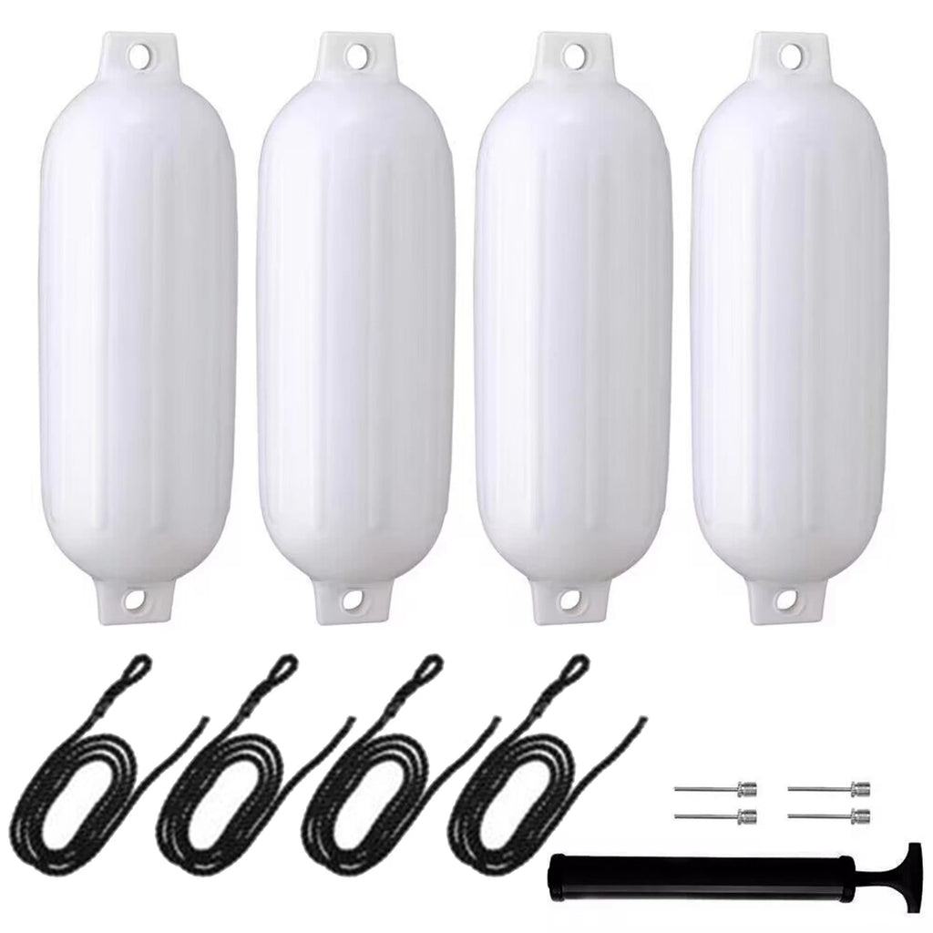 Kit 4 Defensas Náuticas para Lancha e Barco + Cordas e Bomba