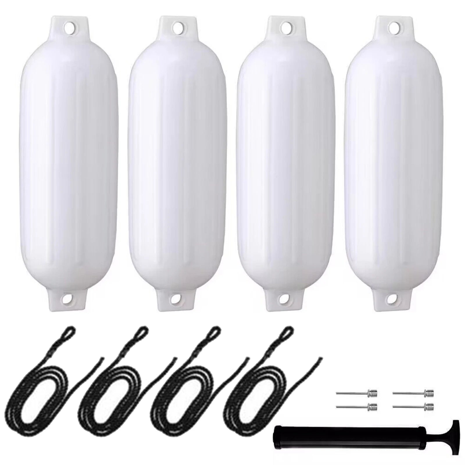 Kit 4 Defensas Náuticas para Lancha e Barco + Cordas e Bomba