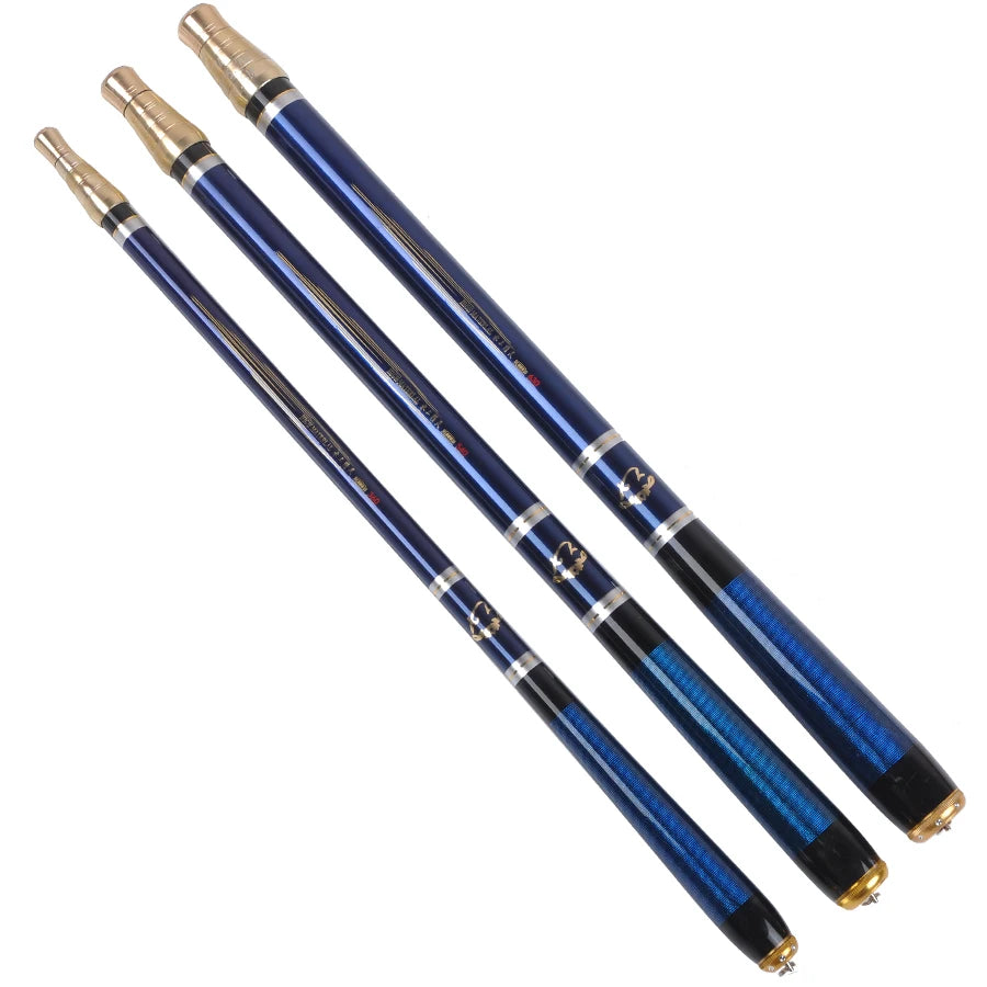 Vara de Pesca Telescópica em Fibra de Carbono Gold Blue