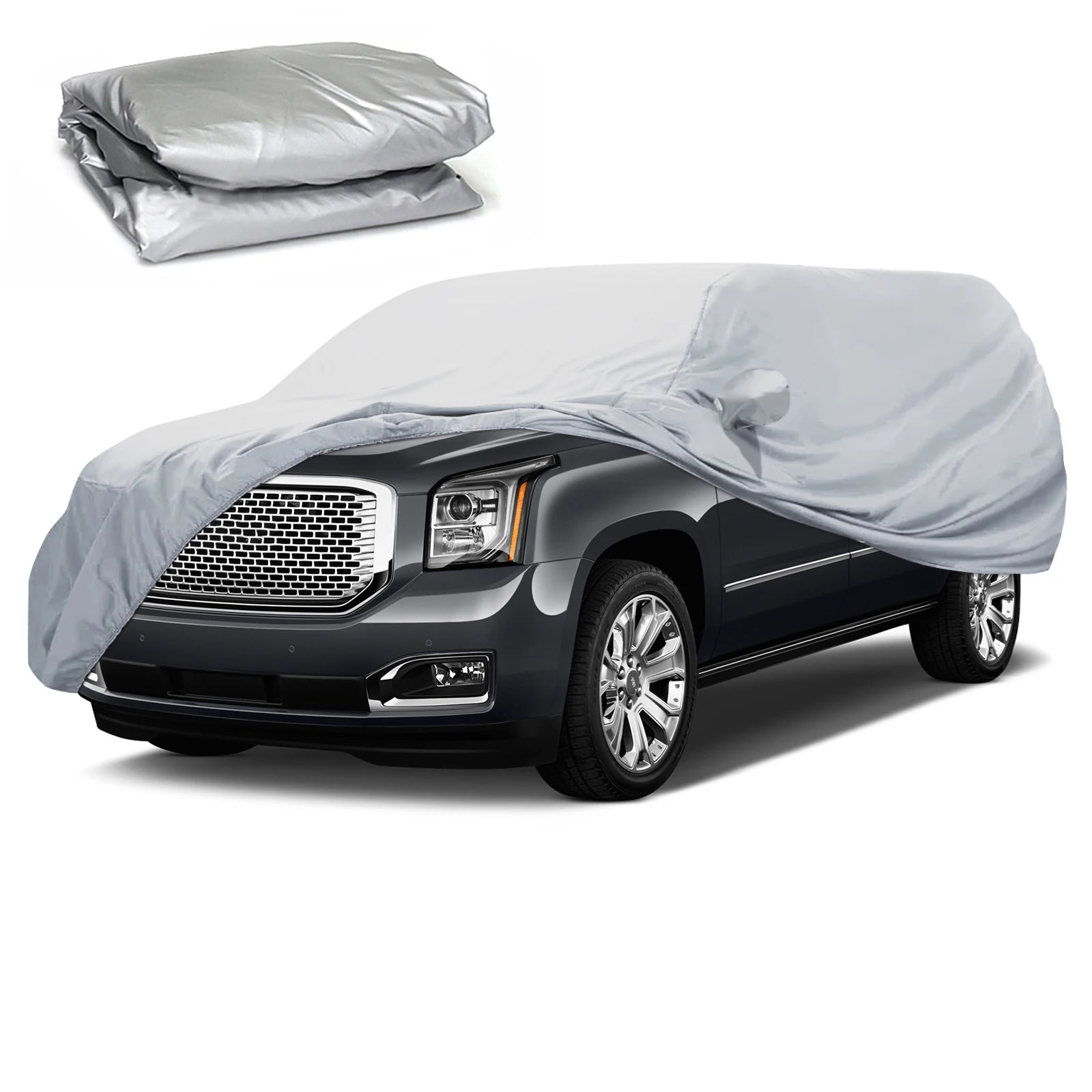 Universal suv/berlina completa carro cobre ao ar livre à prova dwaterproof água sol chuva neve resistente à poeira proteção uv carro prata caso capa M-XX
