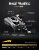 Seasir Megacuda Baitcasting Reel, Arraste 15kg, Carretel Profundo, 6.5:1 Quadro De Alumínio, Lado De Carbono, Punho Duplo, Jigging Metal Reel, Água Do Mar