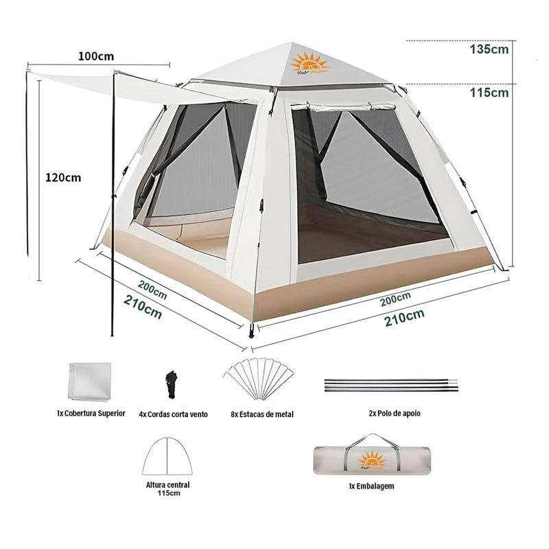 Barraca de Camping Pop-Up : Montagem Rápida, Impermeável 3-4 Pessoas e Proteção Estendida.