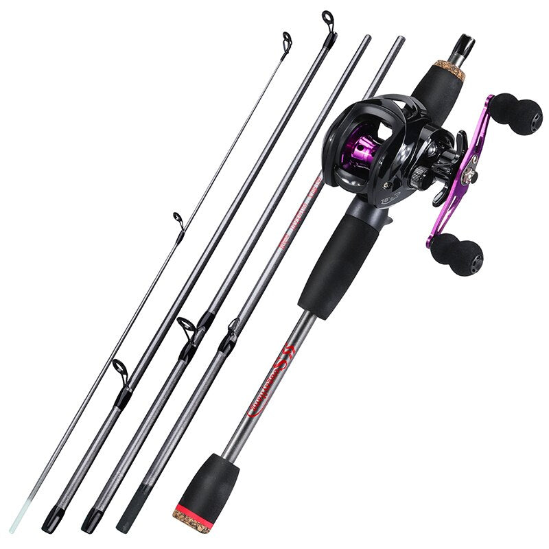 Sougayilang 1.7m Casting Fishing Combo 5 Section Carbon Fiber Lure Fishing Rod and 7.2:1 Gear Ratio Max Drag 8kg Reel Pesca - Jig Brasil