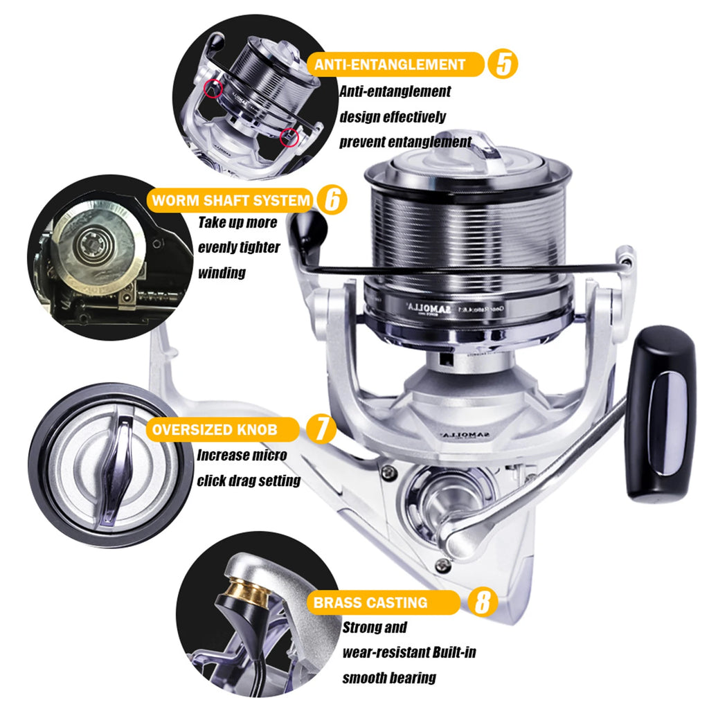 High Speed Spinning Fishing Reel, Drag Sea Boat, Fish Coil, Trolling Surf, Big Metal Colher, Moulinet Peche, 4.6:1, 25kg Max, 12 + 1BB