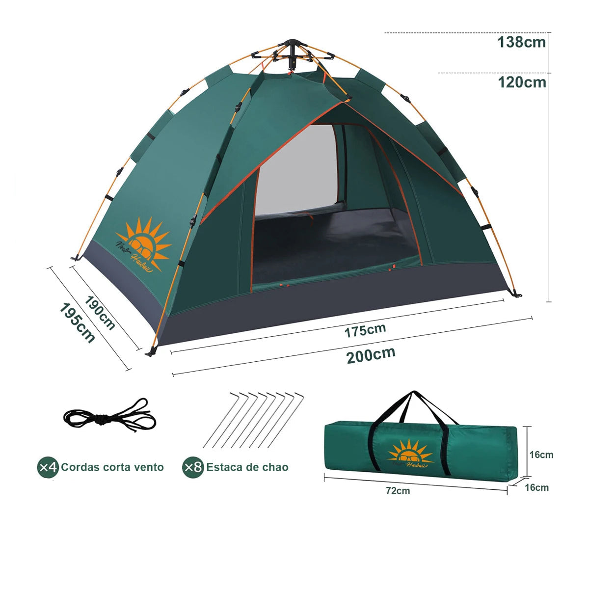 Barraca de Camping Automática: Montagem Rápida, Impermeável e Ideal para 3-4 Pessoas.