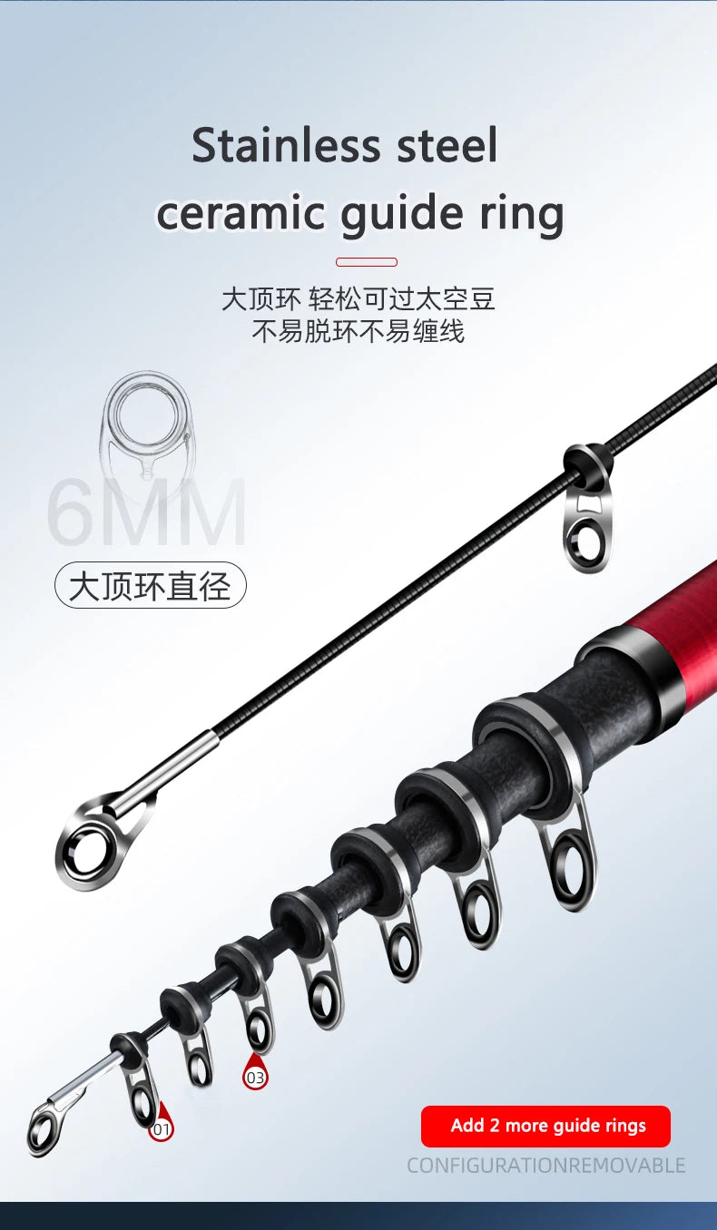 New carbon rock fishing rod 5.3M 6.0M ultra-light ultra-hard portable carp rod telescopic sea Fishing rod surfing rotating rod