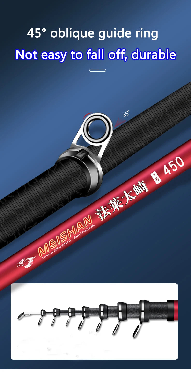 New carbon rock fishing rod 5.3M 6.0M ultra-light ultra-hard portable carp rod telescopic sea Fishing rod surfing rotating rod