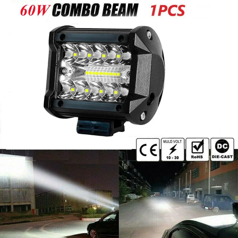 Farol Auxiliar LED Combo Beam para Carro, Pick-up, Lancha e Quadriciclo 60W 12V