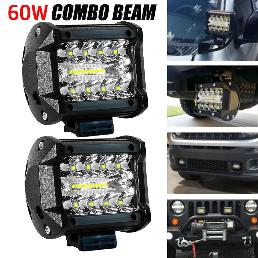 Farol Auxiliar LED Combo Beam para Carro, Pick-up, Lancha e Quadriciclo 60W 12V