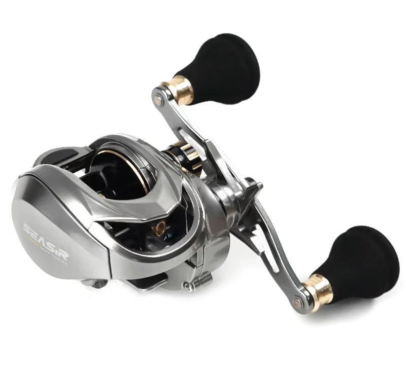 Seasir Megacuda Baitcasting Reel, Arraste 15kg, Carretel Profundo, 6.5:1 Quadro De Alumínio, Lado De Carbono, Punho Duplo, Jigging Metal Reel, Água Do Mar