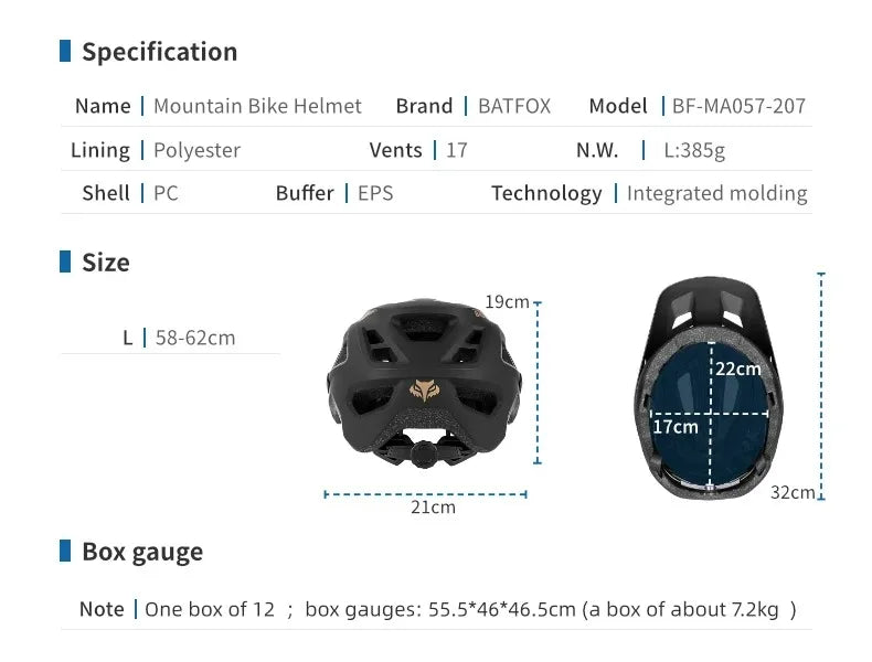 Batfox capacete de bicicleta moldado geral, capacete de estrada de montanha ultraleve, equipamento de ciclismo dh am casco ciclismo