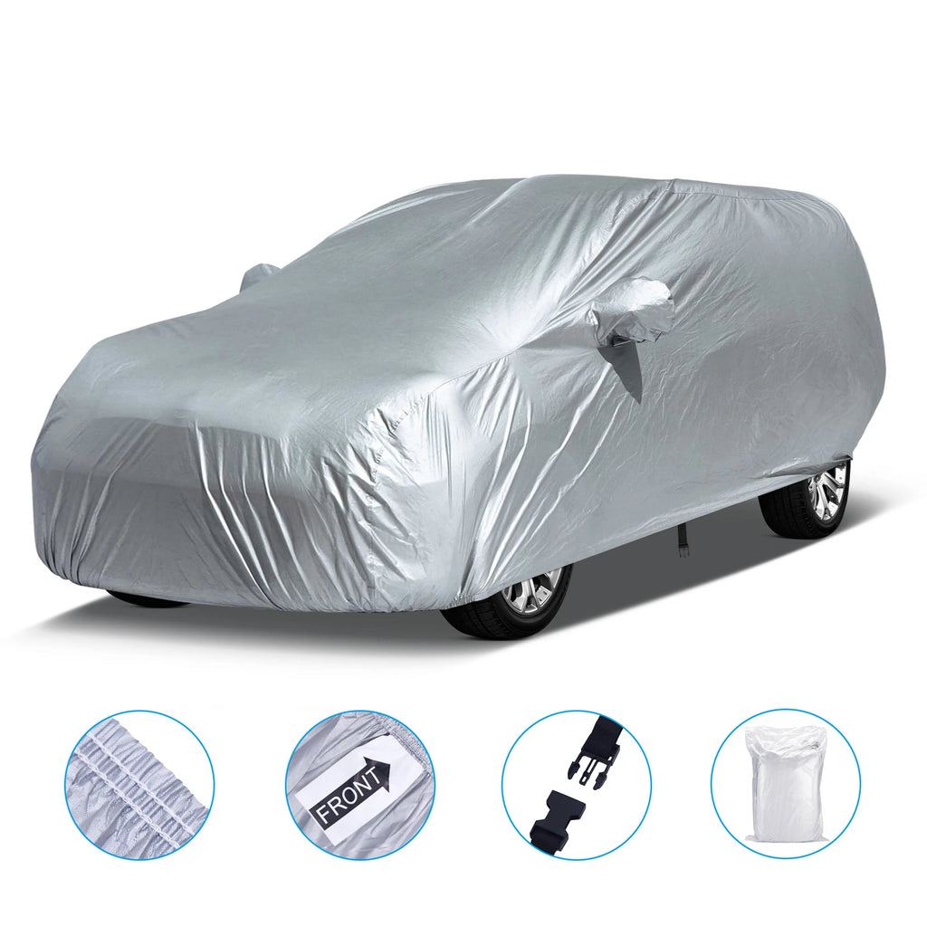 Universal suv/berlina completa carro cobre ao ar livre à prova dwaterproof água sol chuva neve resistente à poeira proteção uv carro prata caso capa M-XX