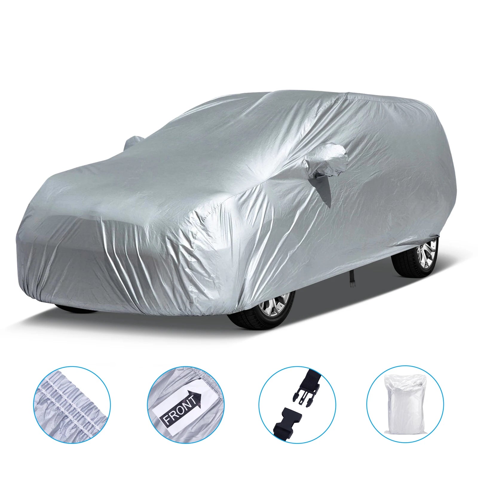 Universal suv/berlina completa carro cobre ao ar livre à prova dwaterproof água sol chuva neve resistente à poeira proteção uv carro prata caso capa M-XX