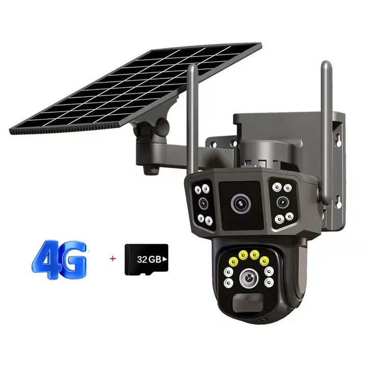 Câmera de Segurança 4G com Painel Solar 3 Lentes Resolução HD 1080 Pro