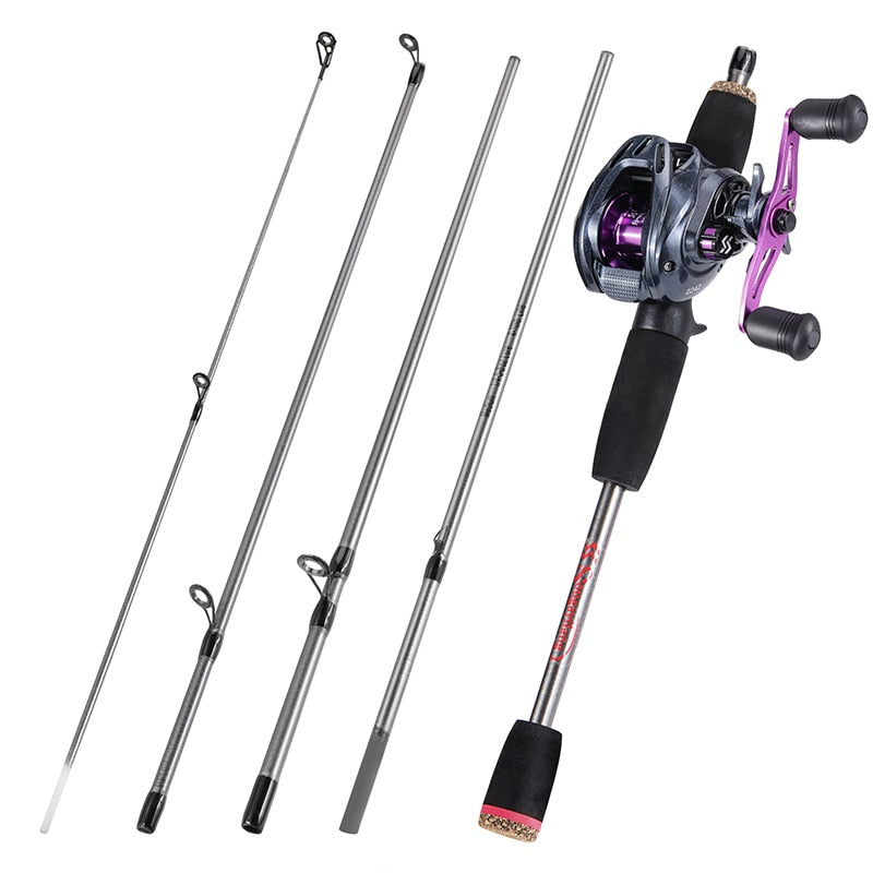 Sougayilang 1.7m Casting Fishing Combo 5 Section Carbon Fiber Lure Fishing Rod and 7.2:1 Gear Ratio Max Drag 8kg Reel Pesca - Jig Brasil