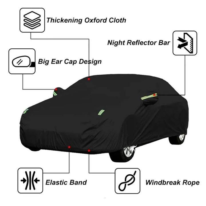 Universal impermeável ao ar livre tampa do carro, Dustproof pára-sol, Sedan, SUV, Hatchback capas com tiras reflexivas, acessórios do carro