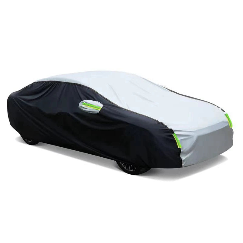 Pára-sol exterior do carro com tiras reflexivas, capa dupla cor, proteção contra poeira, universal para Hatchback, sedan, SUV