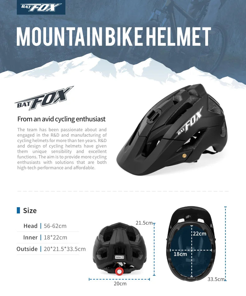 Batfox capacete de bicicleta moldado geral, capacete de estrada de montanha ultraleve, equipamento de ciclismo dh am casco ciclismo