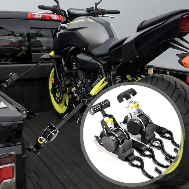 Cinta Retrátil Automática de Catraca, Fita de Amarração para Motocicletas, Carros