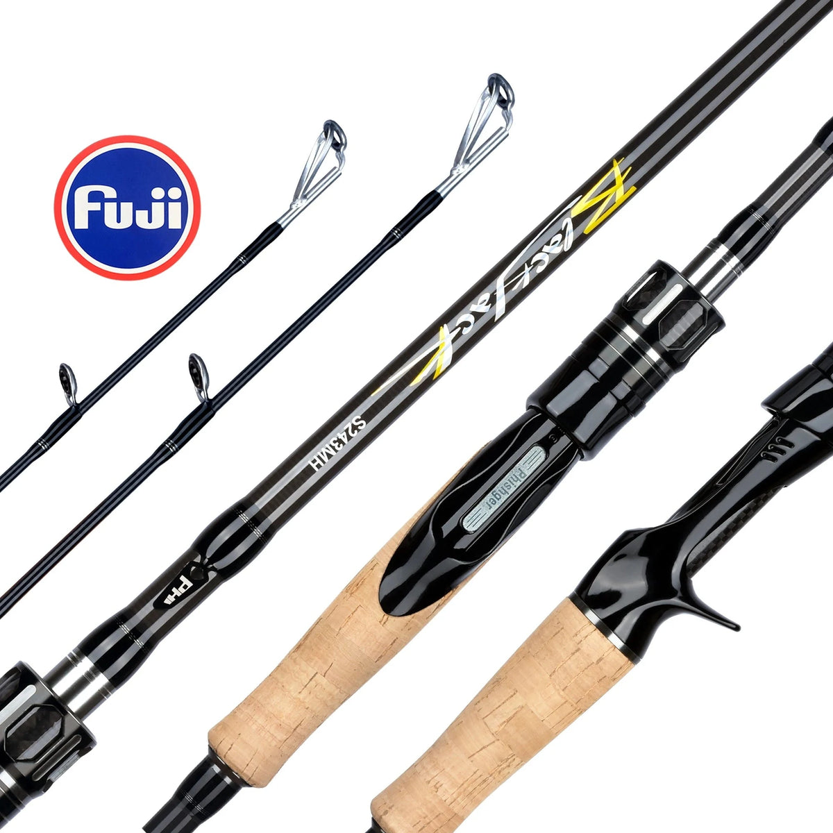 Vara de Pesca com Passadores Fuji em Fibra de Carbono Black Jak