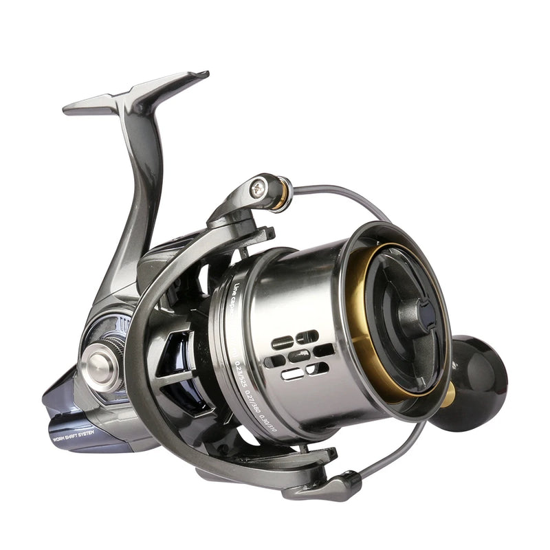 Deukio 2024 carretel grande longo tiro jigging molinete 8000 10000 12000 série 8 + 1bb carretilhas de pesca de surf 44lb arraste máximo água salgada