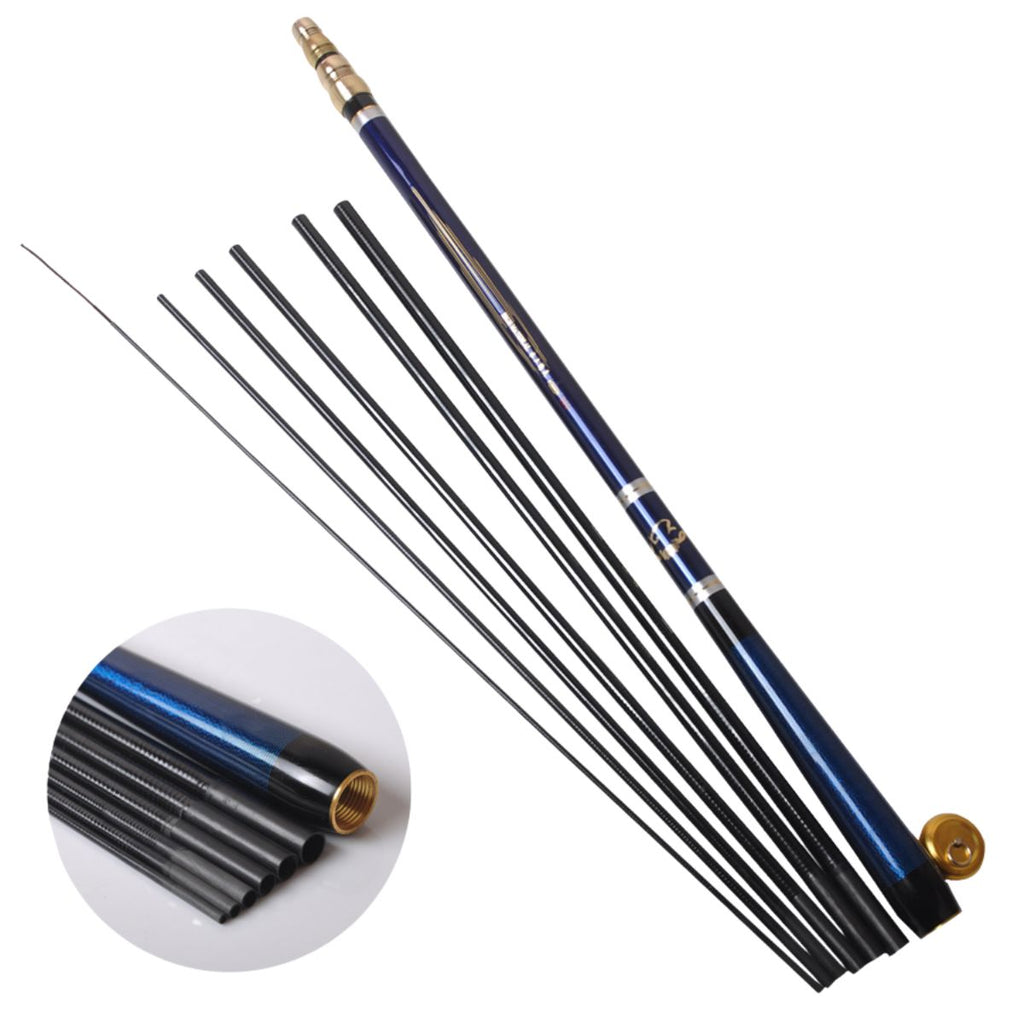 Vara de Pesca Telescópica em Fibra de Carbono Gold Blue