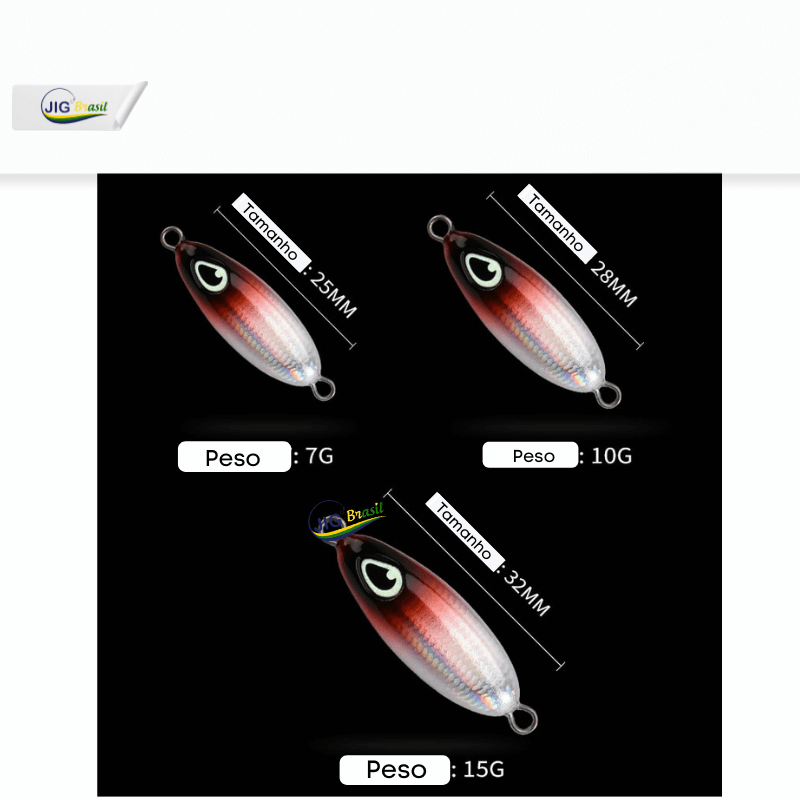 Micro Jig 7, 10 e 15 Gramas FRETE GRÁTIS - Jig Brasil