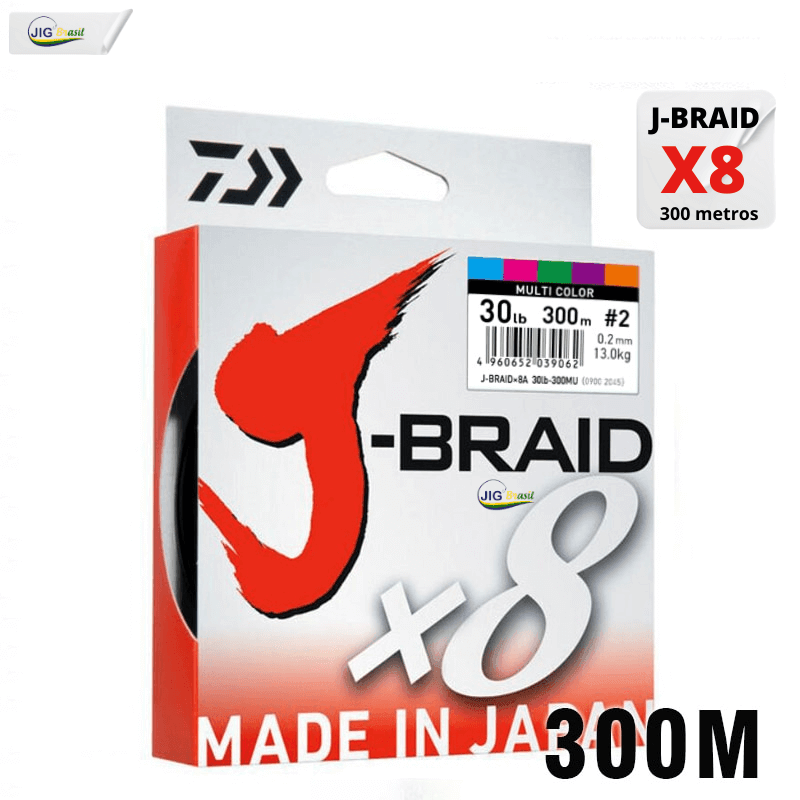 Linha Multifilamento DAIWA J-BRAID X8 300 Metros= FRETE GRÁTIS - Jig Brasil