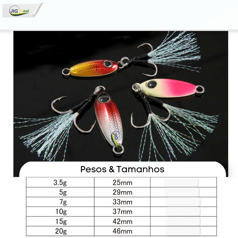 Micro Jig 3.5, 5, 7, 10, 15 e 20 Gramas FRETE GRÁTIS - Jig Brasil