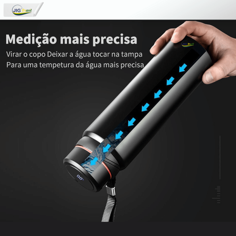 Garrafa Térmica em Aço Inox Ultra Moderna com Marcação de Temperatura em LED FRETE GRÁTIS - Jig Brasil