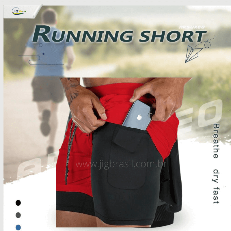 Short Crossfiteiro RUNNING com Forro Térmico Porta Celular Secagem Rápida - Jig Brasil