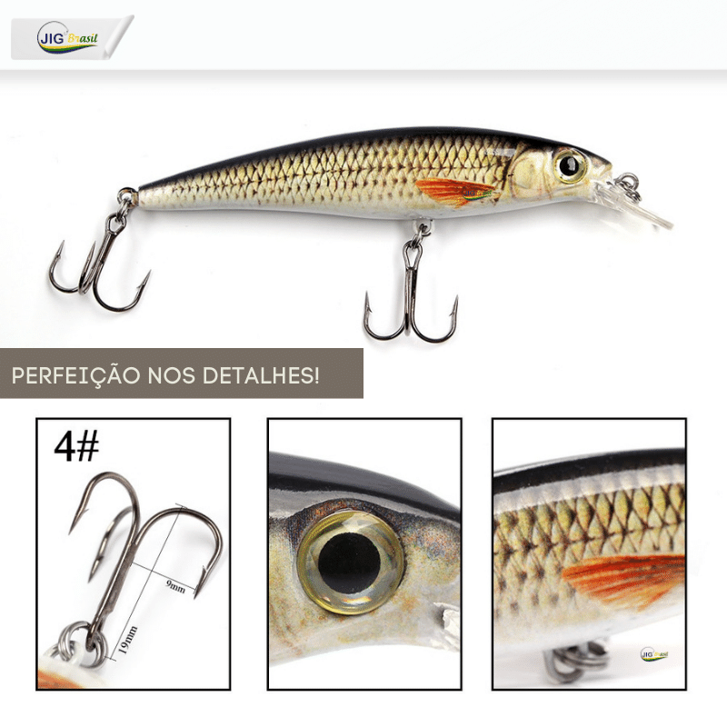 Isca Artificial Jerkbait Piabinha 10cm 12g Frete GRÁTIS - Jig Brasil