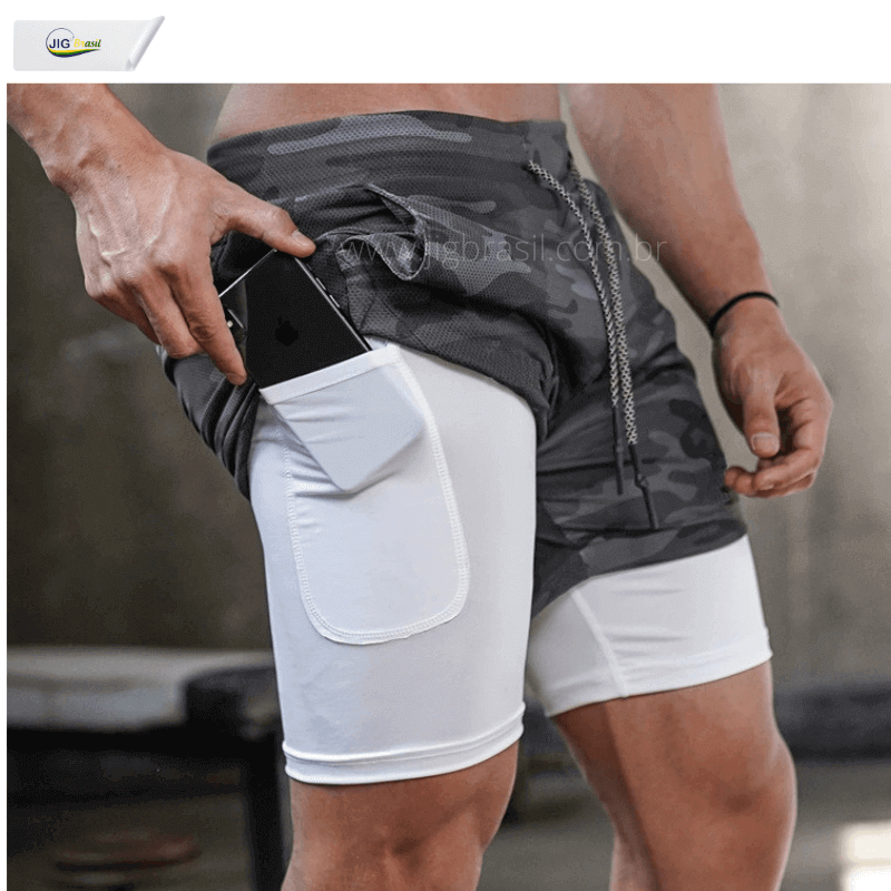 Short Crossfiteiro RUNNING com Forro Térmico Porta Celular Secagem Rápida - Jig Brasil