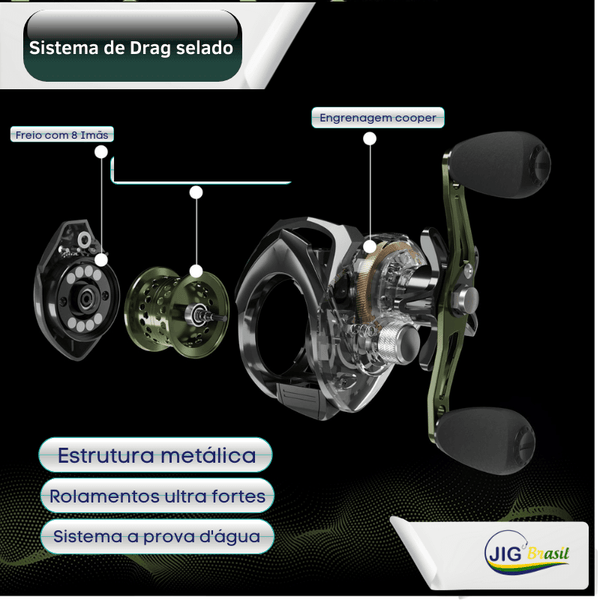 Carretilha Scorpions ATD200R Rolamentos em INOX Recolhimento 7.2:1 8kg de Drag FRETE GRÁTIS - Jig Brasil