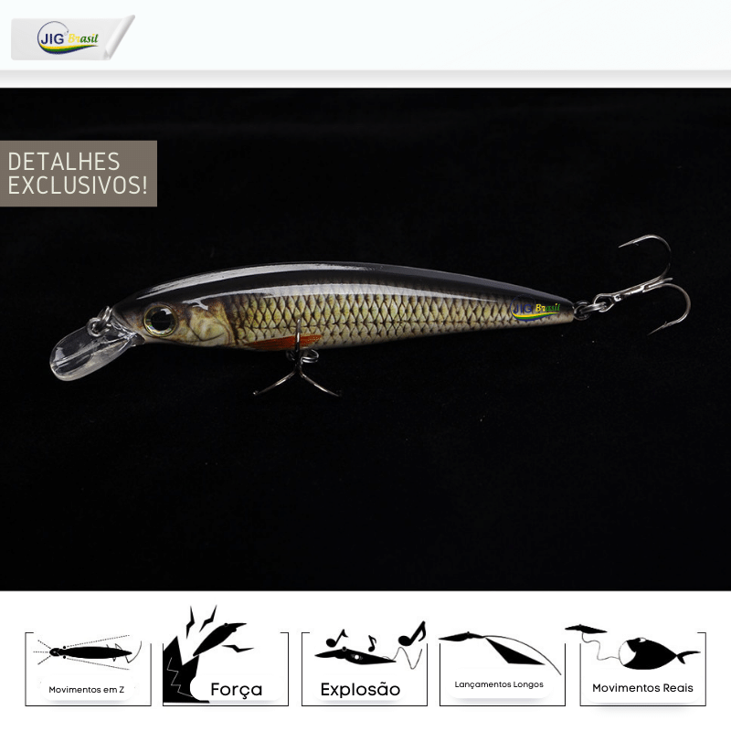 Isca Artificial Jerkbait Piabinha 10cm 12g Frete GRÁTIS - Jig Brasil